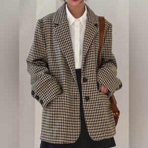 Korean beige plaid cool gentle suit